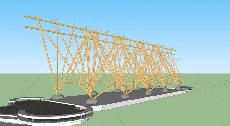 现代景观城市小品雕塑竹子亭塔1(114578)su模型下