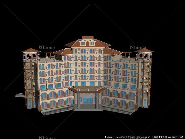 个简欧式酒店建筑SU模型