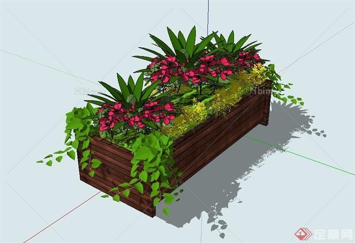 木质花池设计su模型