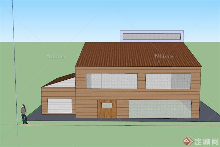 某一层精致住宅建筑设计SU模型