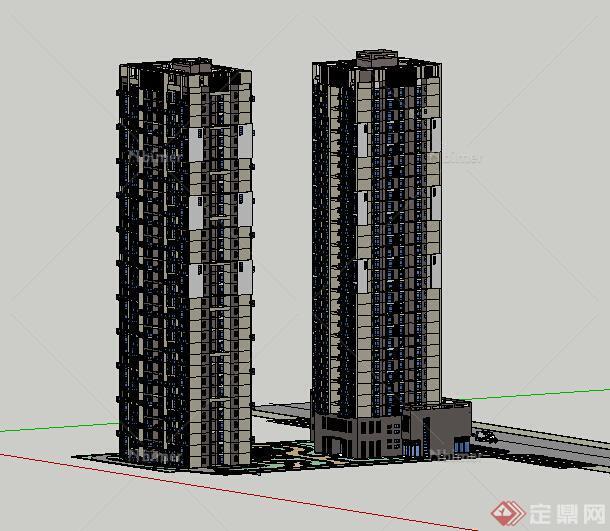 某现代风格高层商业建筑设计方案SU模型2