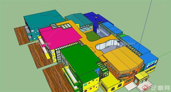 大型幼儿园建筑设计sketchup模型