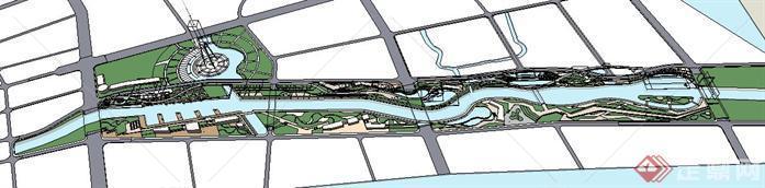 某滨水城市景观规划设计SU模型1
