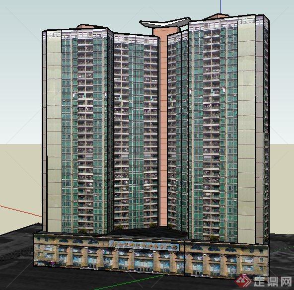 现代高层商住房建筑设计SU模型
