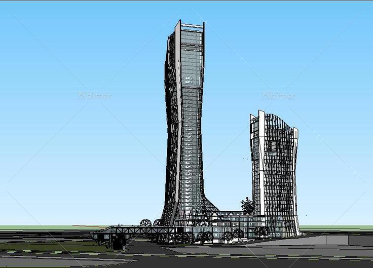 037现代风格商业综合体(201188)su模型下载