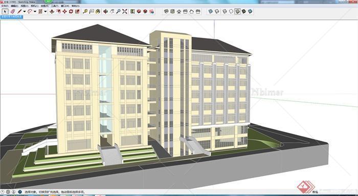 某个多层办公建筑楼设计SU模型参考