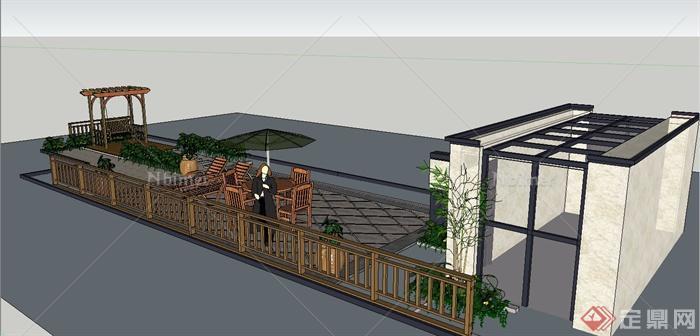 某现代风格屋顶花园景观规划设计SU模型[原创]