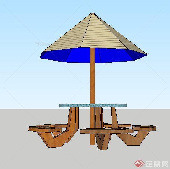 现代伞桌椅组合设计su模型