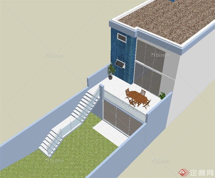 农村简单两层小别墅建筑设计SketchUp模型[原创]