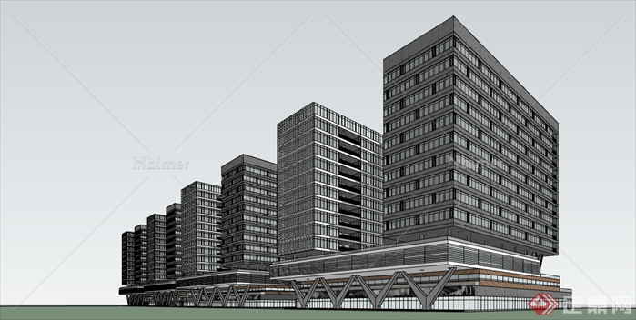 总部办公楼建筑设计方案sketchup模型[原创]