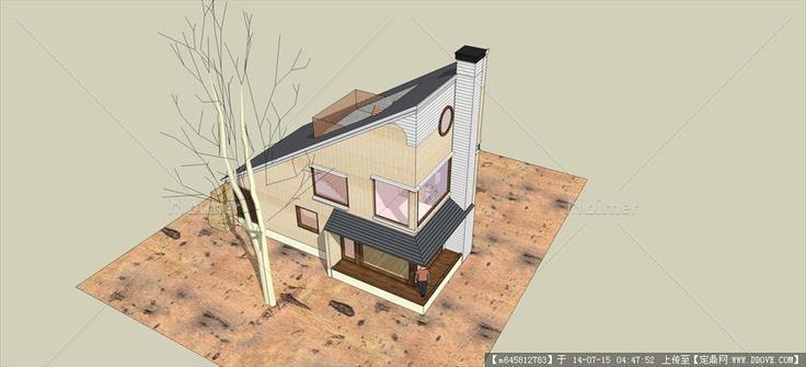 Sketch Up 精品模型---单坡屋顶小别墅