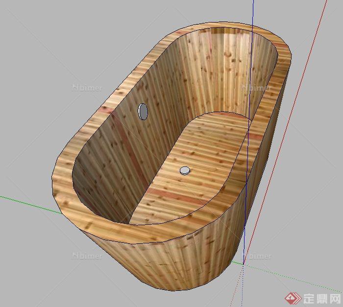 木质椭圆形浴缸设计SU模型