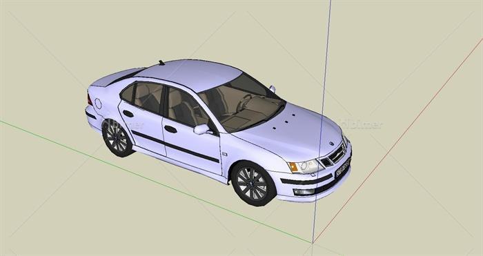 淡蓝色轿车设计su模型