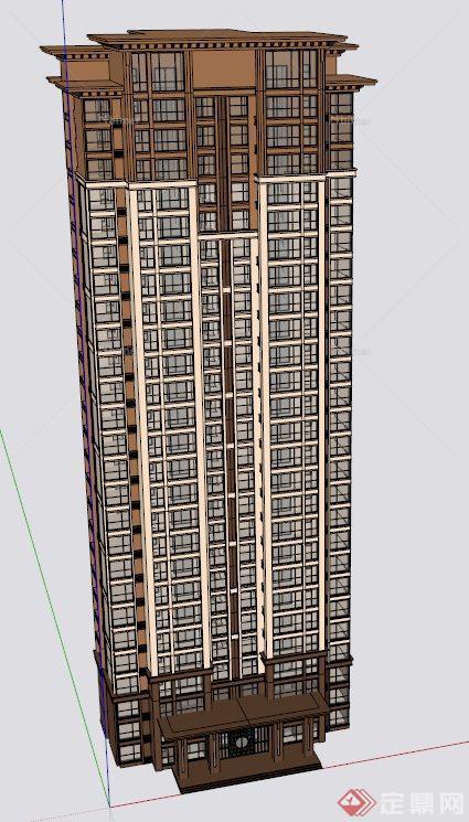 某栋高层新古典住宅建筑设计SU模型