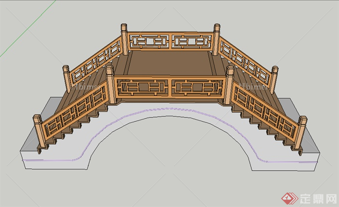 某园林景观园桥设计SU模型素材2
