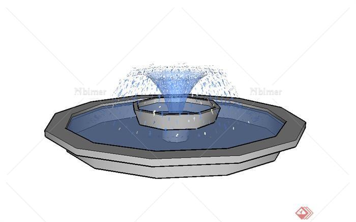 某圆形水景喷泉设计SU模型参考
