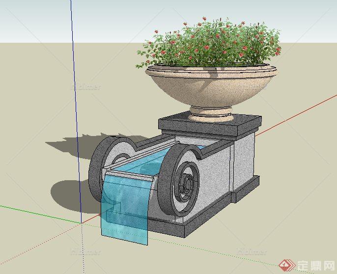 很有特色的花钵水景组合SketchUp(SU)3D模型