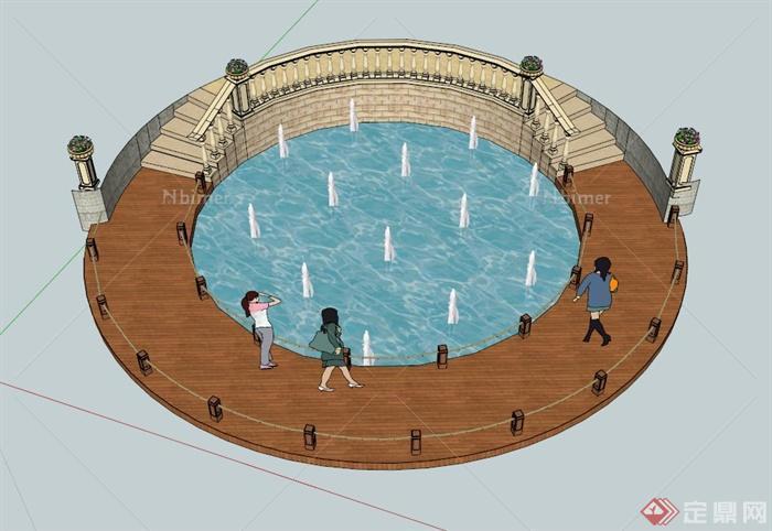 水池平台设计SU模型