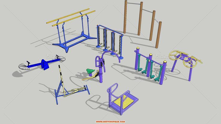 分享室外健身器材的模型，谢谢
