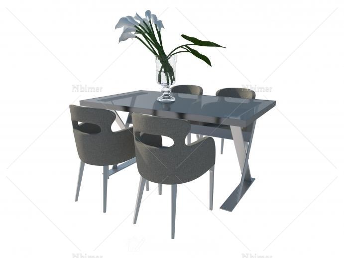 一组餐桌，含有V材质 提供SketchUp模型下载分享