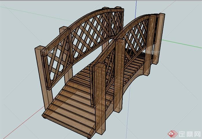 某个木质园桥设计SU模型素材