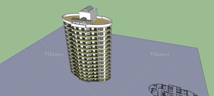 现代小高层住宅楼(77995)su模型下载