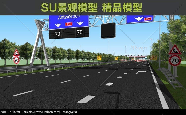 精美完整的高速公路含公路护栏