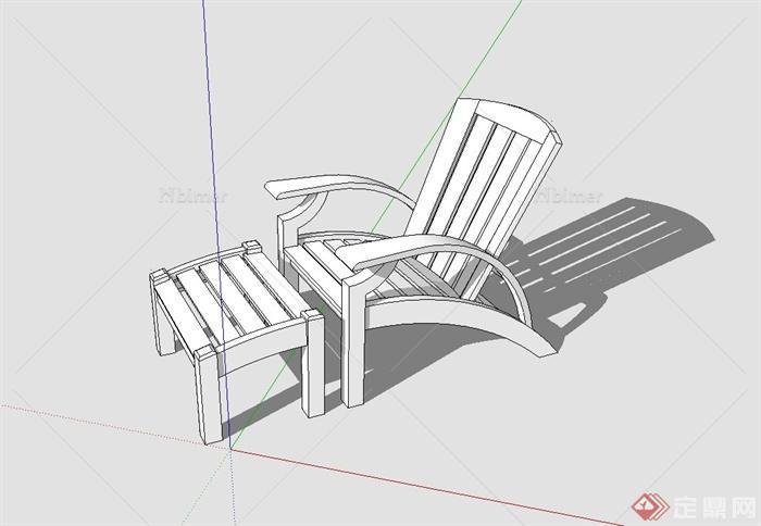 现代风格躺椅、坐凳设计su模型[原创]