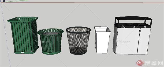 5款造型各异垃圾桶设计su模型[原创]