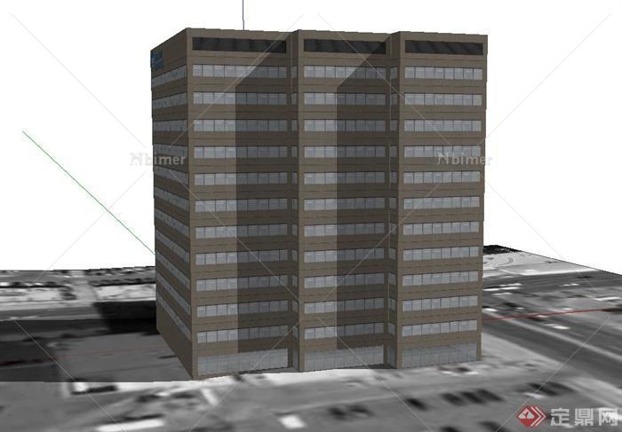 现代某高层梯凸形办公建筑设计SU模型