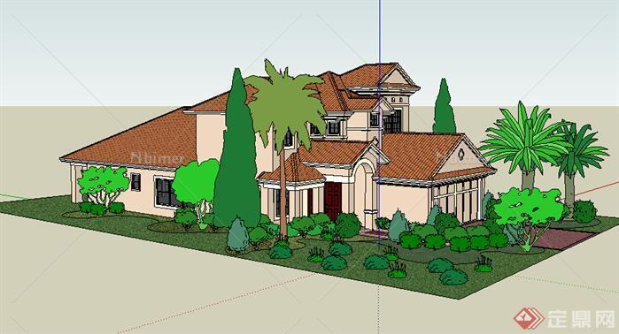 某欧式独栋别墅建筑设计方案SU模型5
