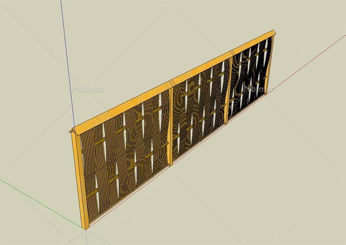 新农村竹制栏杆围栏设计su模型[原创]