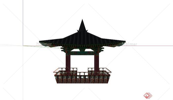 古典中式尖顶亭子景观设计SU模型[原创]