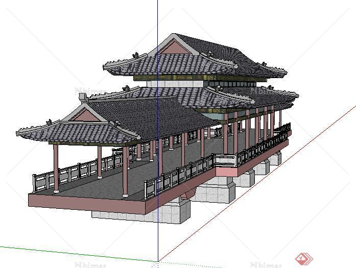 某传统中式水桥建筑设计方案su模型[原创]