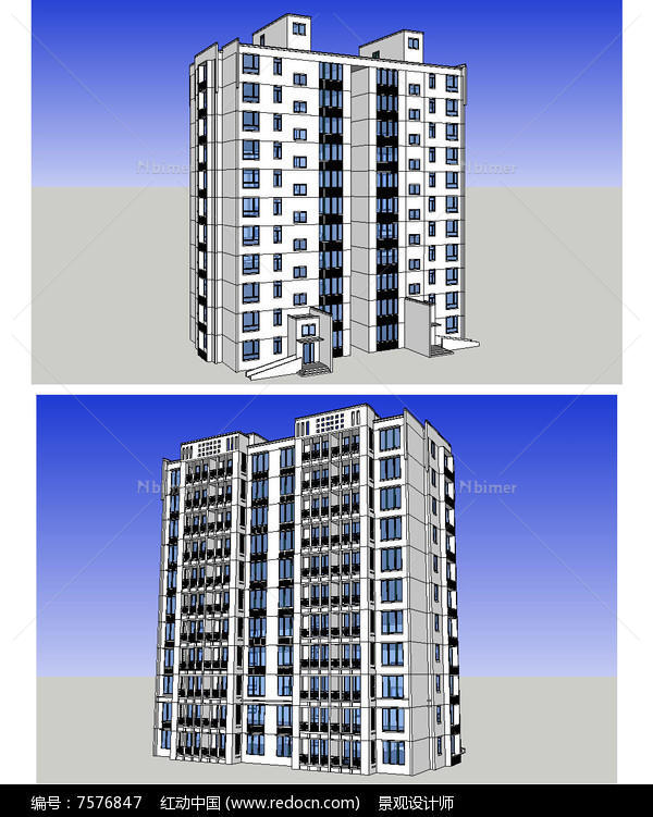 中式高层建筑草图大师SU模型