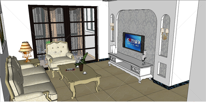 某简欧风格住宅室内装修CAD全套施工图+全房SU精