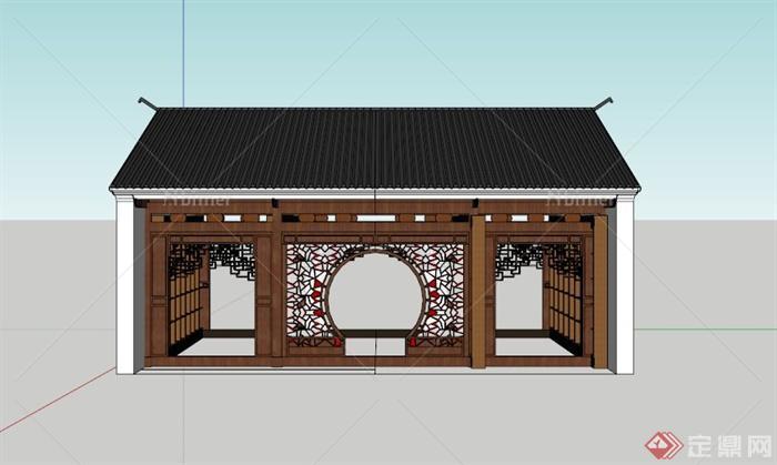 古典中式文化展览建筑SU模型