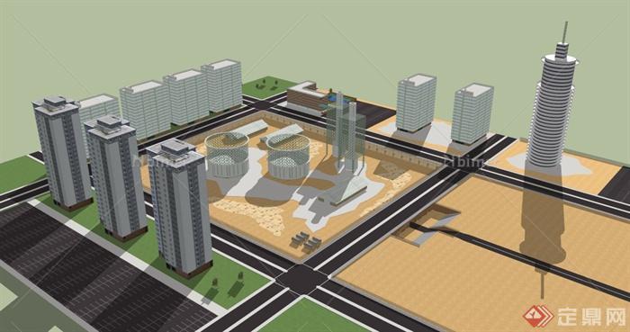 住宅办公区建筑设计SU模型