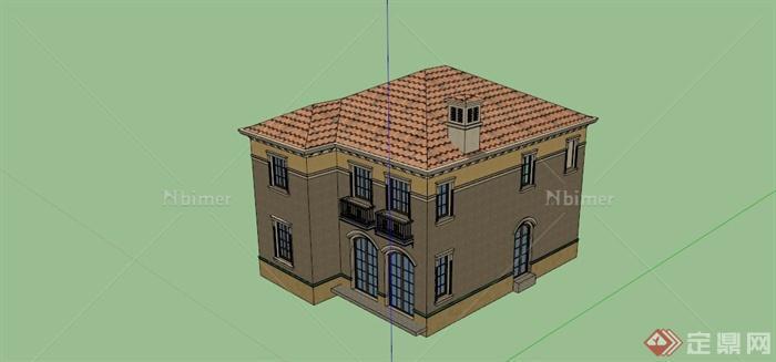 欧式两层住宅别墅建筑设计SU模型