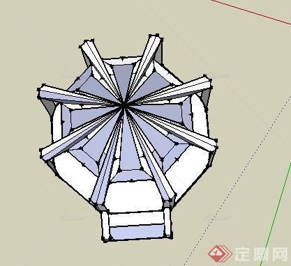 某园林景观现代八角凉亭SU模型