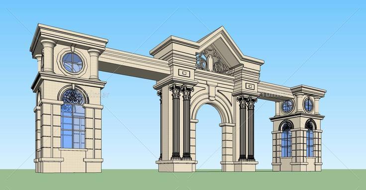欧式风格门楼(74420)su模型下载