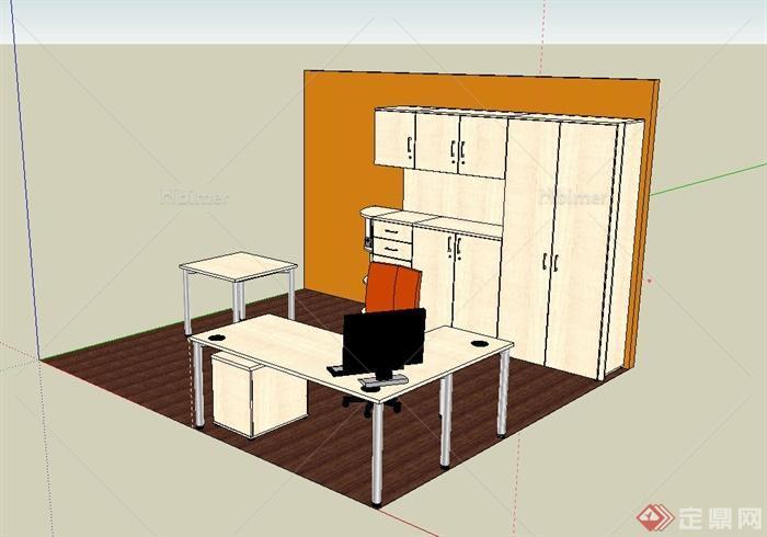 现代风格办公桌椅、柜子、桌子设计su模型[原创]