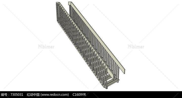 木质楼梯SU模型