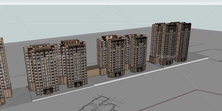 简欧风格商业住宅楼(36803)su模型下载