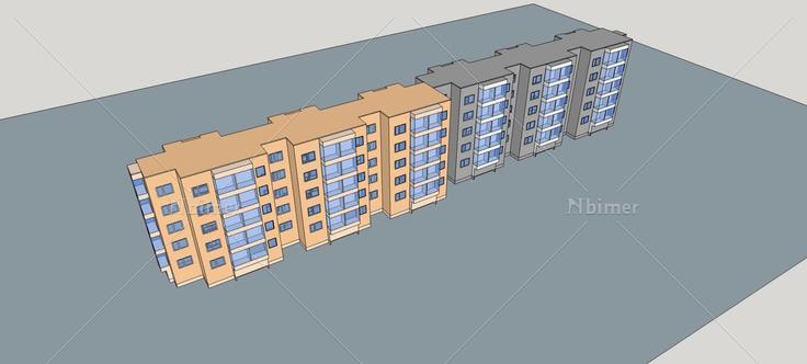 现代多层住宅楼(80373)su模型下载