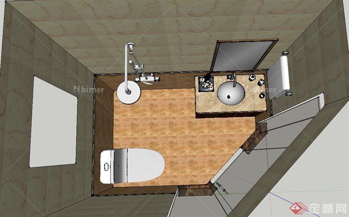 现代住宅空间主卫生间装修设计SU模型