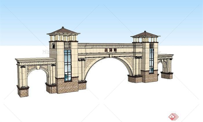 住宅小区欧式大门设计su模型