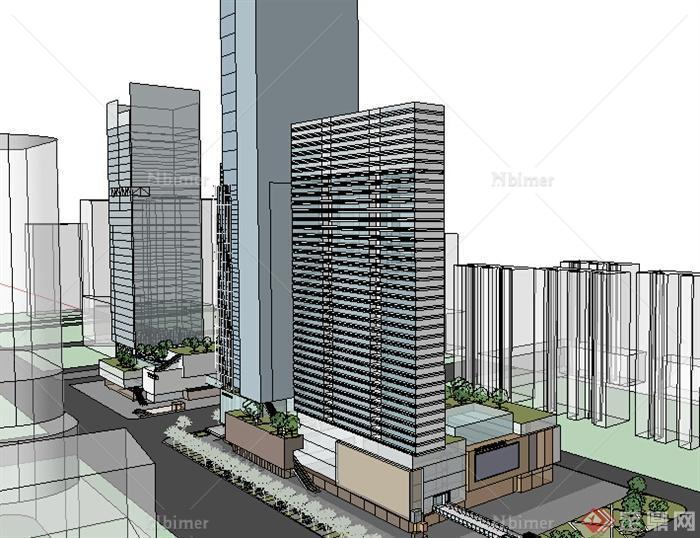 某超高层商业建筑设计SU模型（含景观）