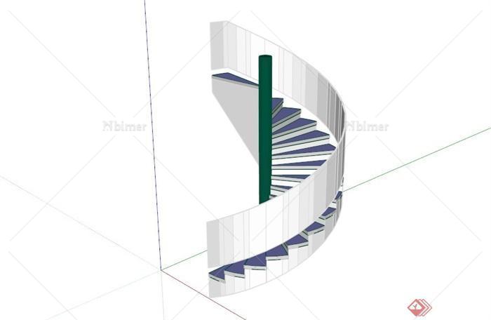 旋转式底部镂空楼梯SU模型