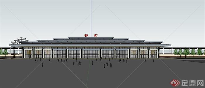 现代简约火车站建筑设计（CAD+模型）[原创]